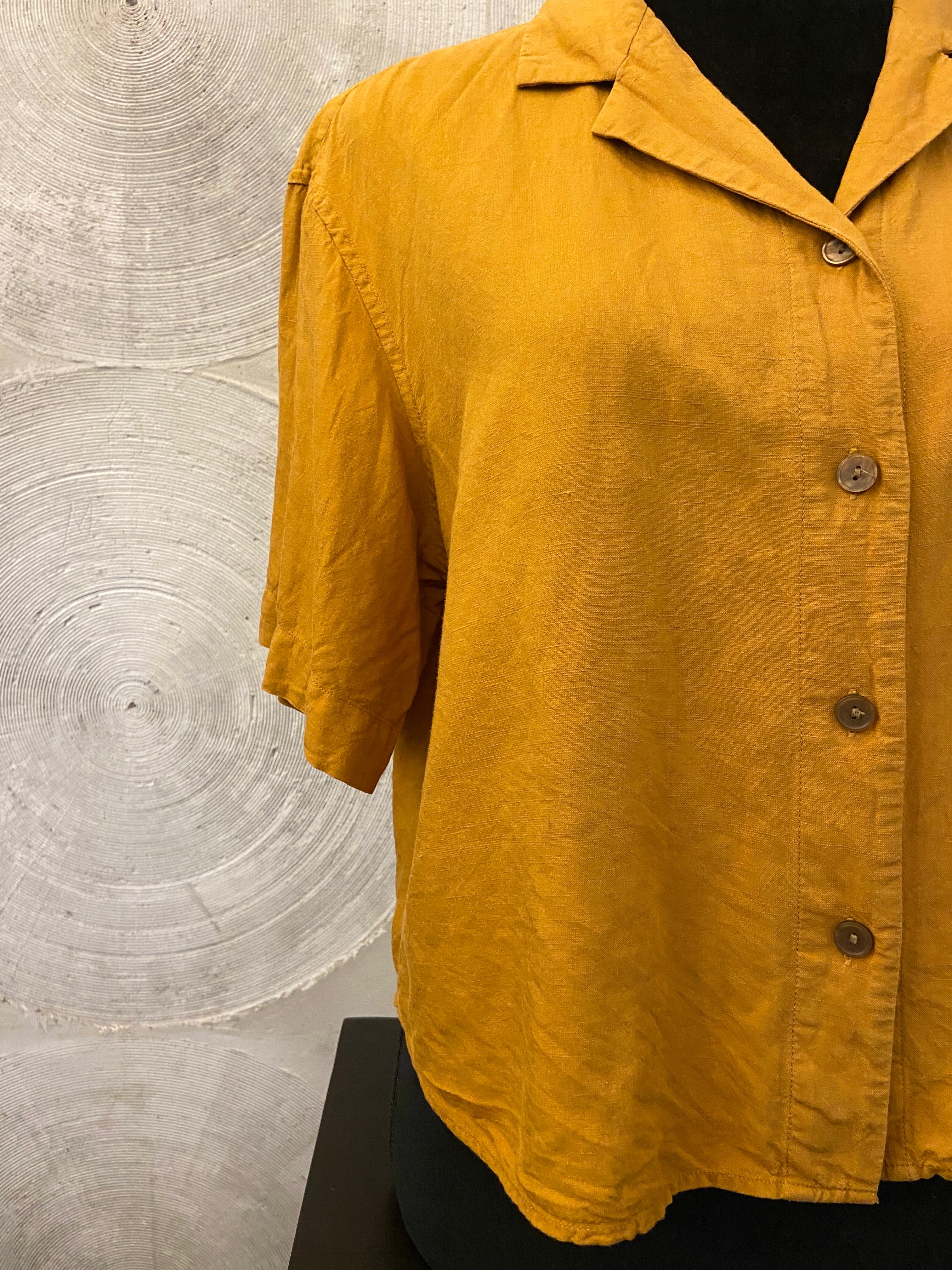 UNIQLO - Linen Blend Open Collar Button Down Short Sleeves Oversized Shirt