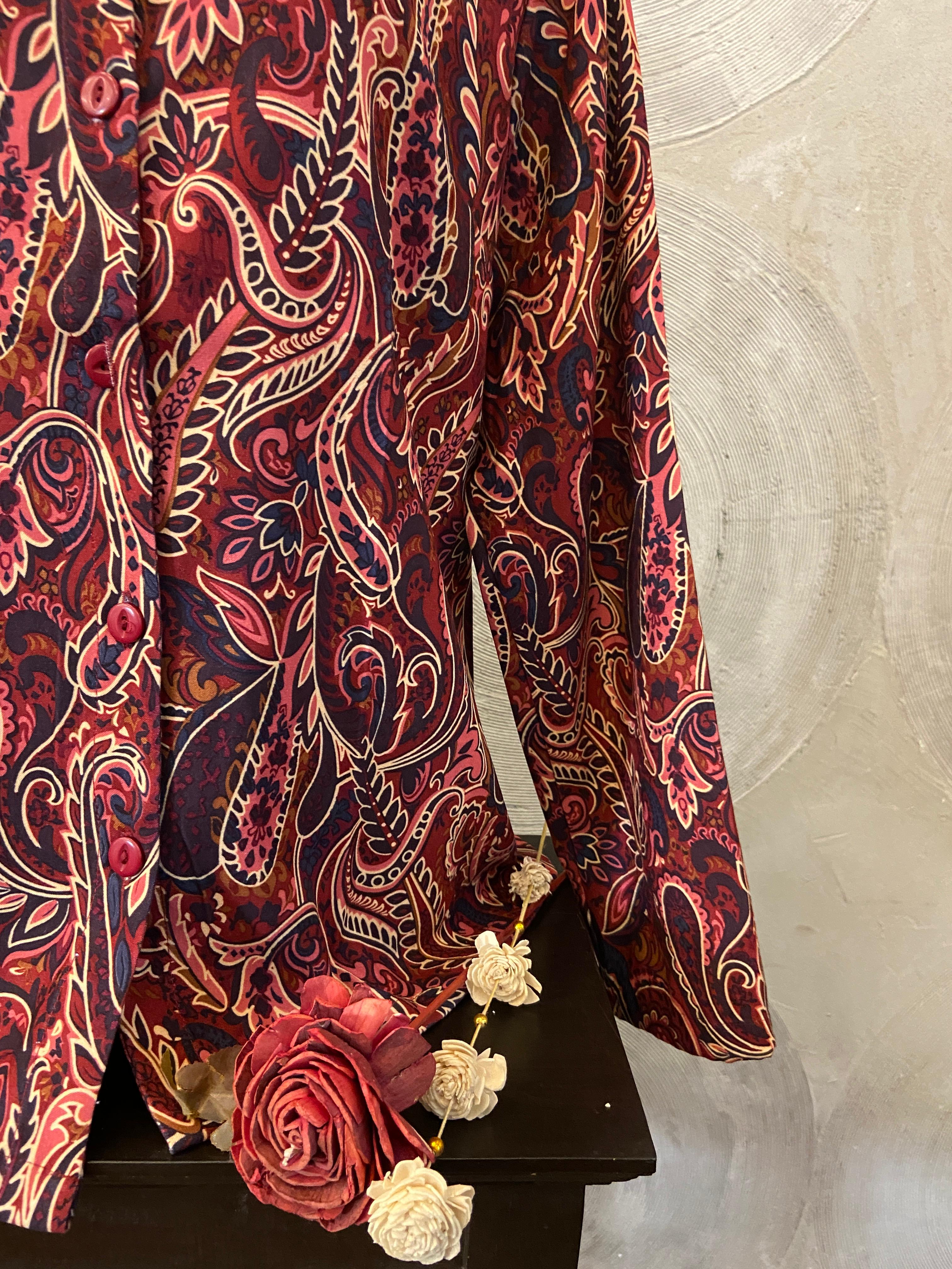 Burgundy Floral Paisley Print Full Sleeved Shirt