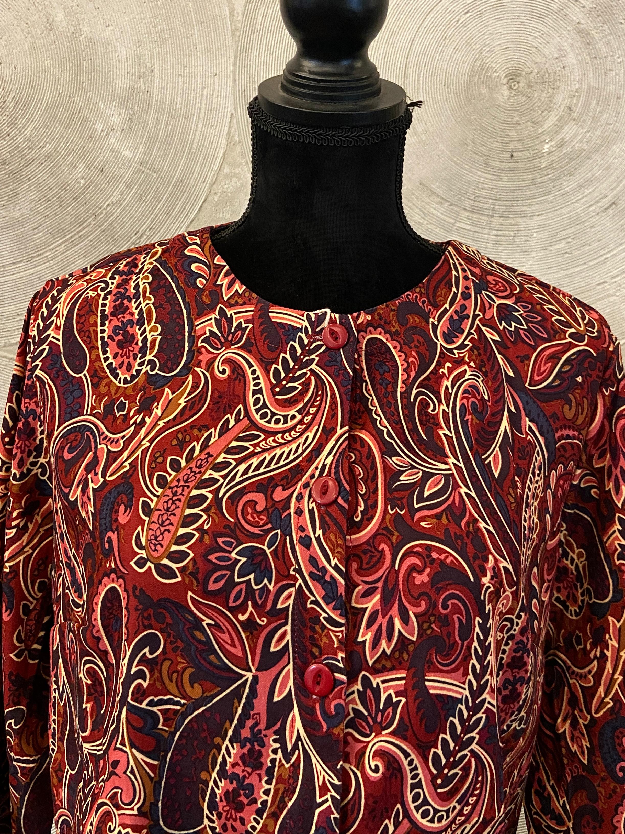 Burgundy Floral Paisley Print Full Sleeved Shirt