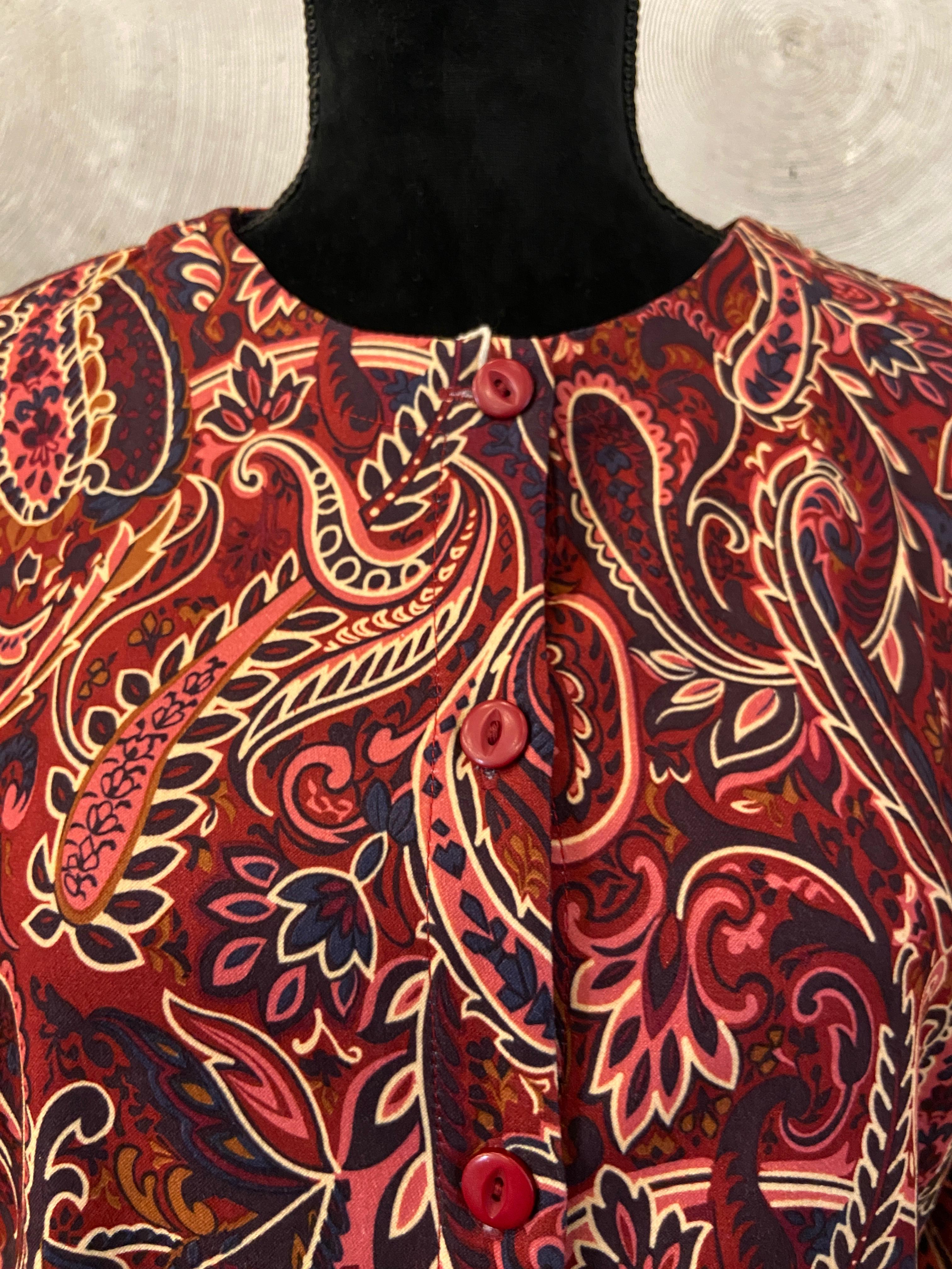 Burgundy Floral Paisley Print Full Sleeved Shirt