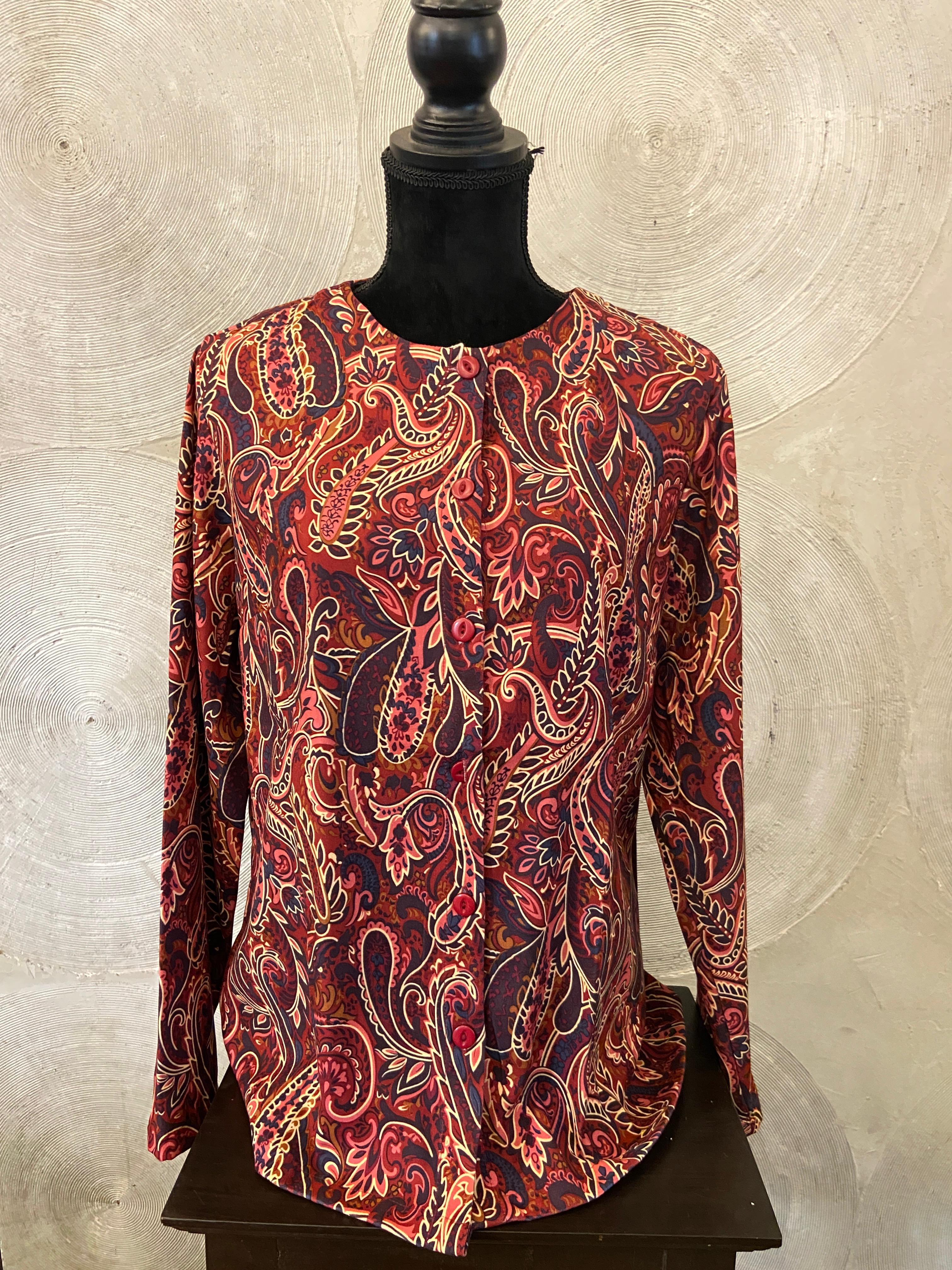Burgundy Floral Paisley Print Full Sleeved Shirt