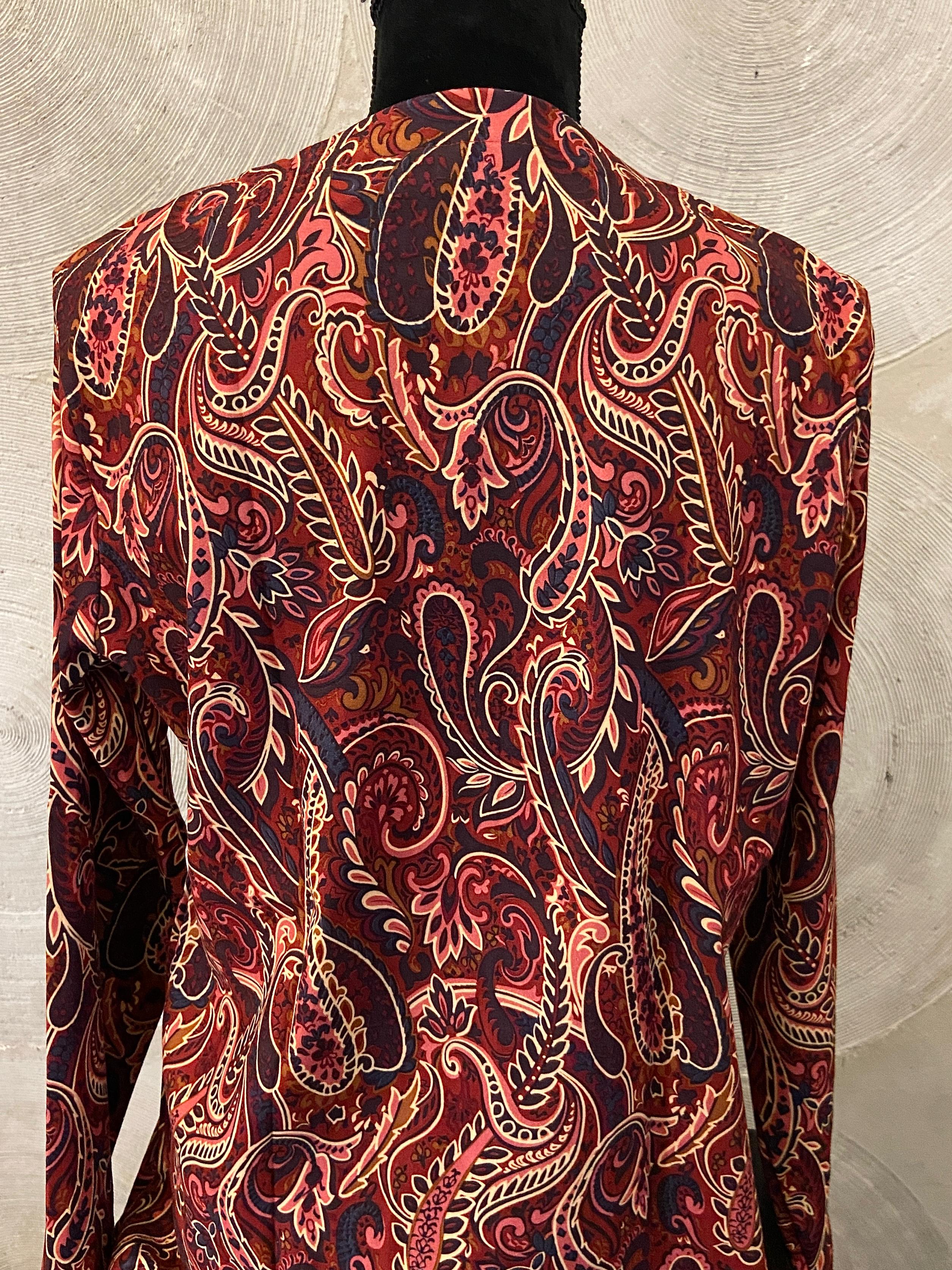 Burgundy Floral Paisley Print Full Sleeved Shirt