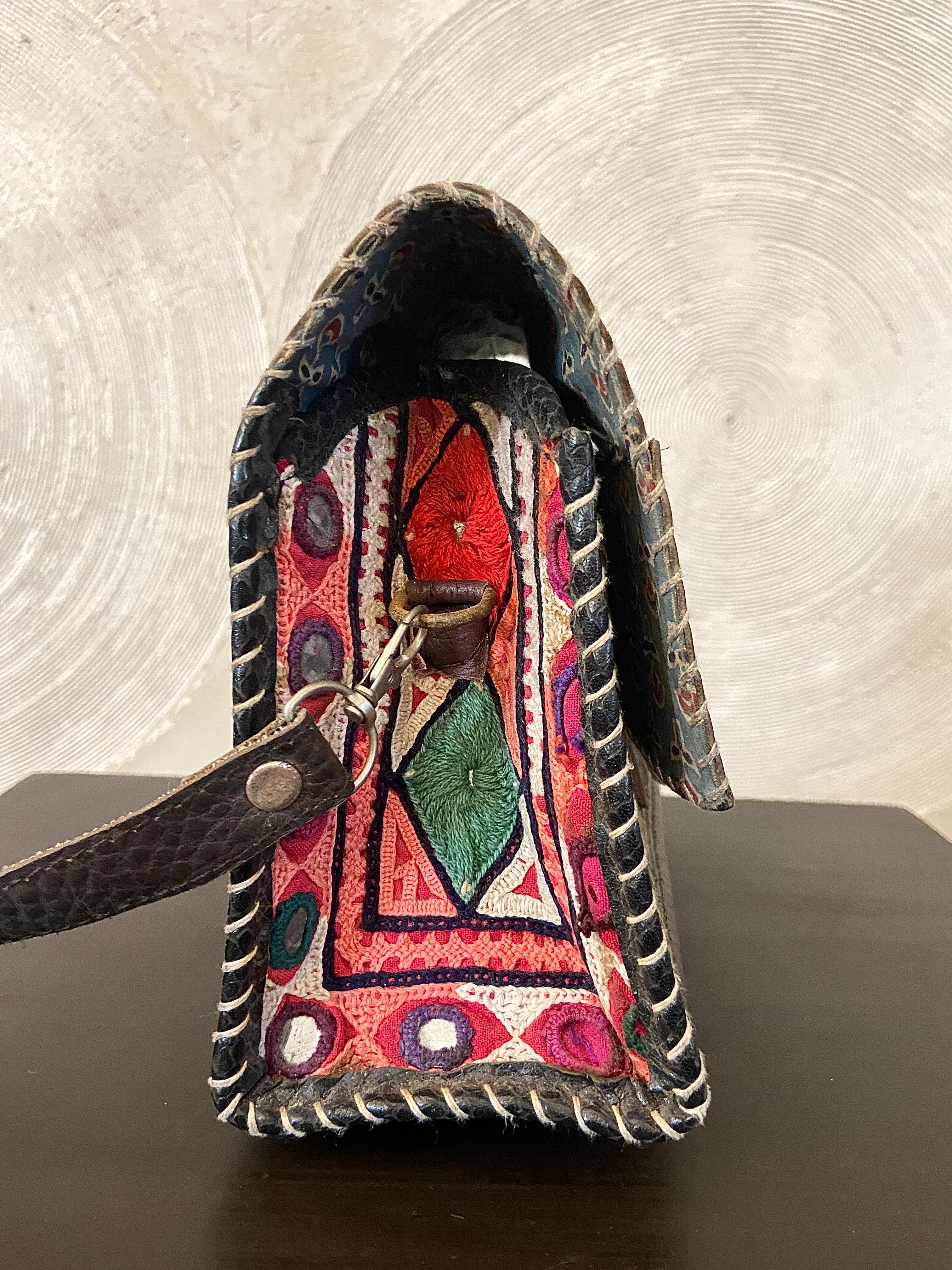 Olive Green &  Blue Ajrakh Print Sling Bag