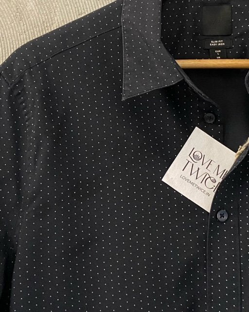 H&M Black Dotted Full Sleeves Shirt