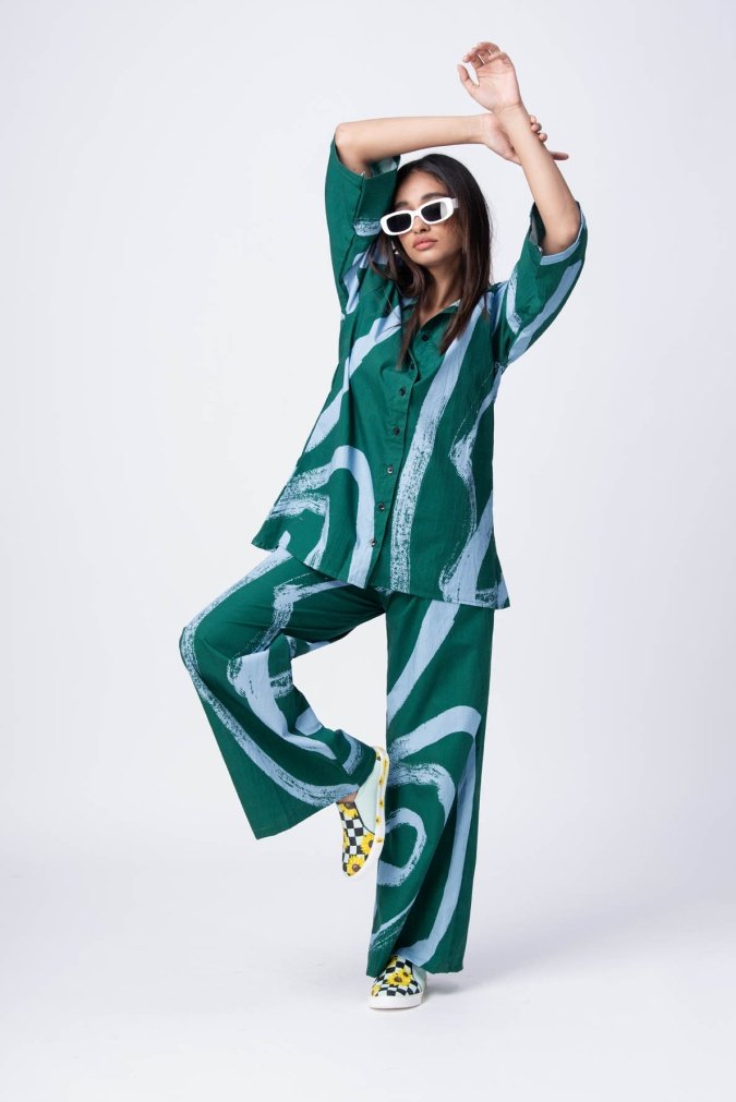 RADHA RAMAN- Teal Green Co-Ord Set