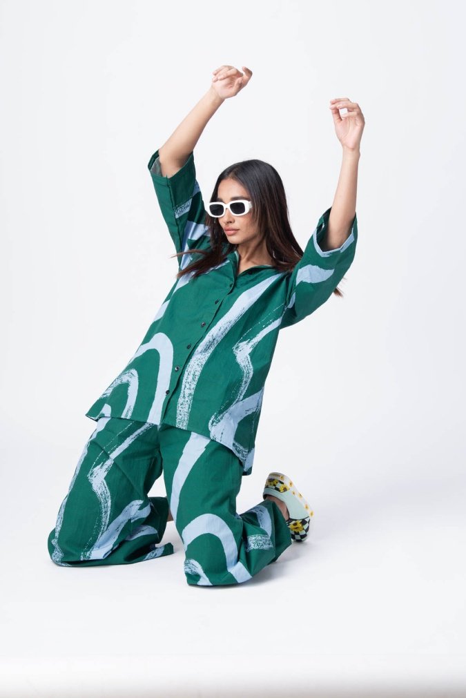 RADHA RAMAN- Teal Green Co-Ord Set