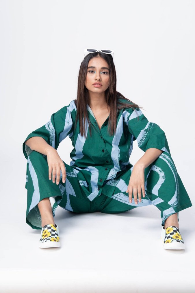 RADHA RAMAN- Teal Green Co-Ord Set