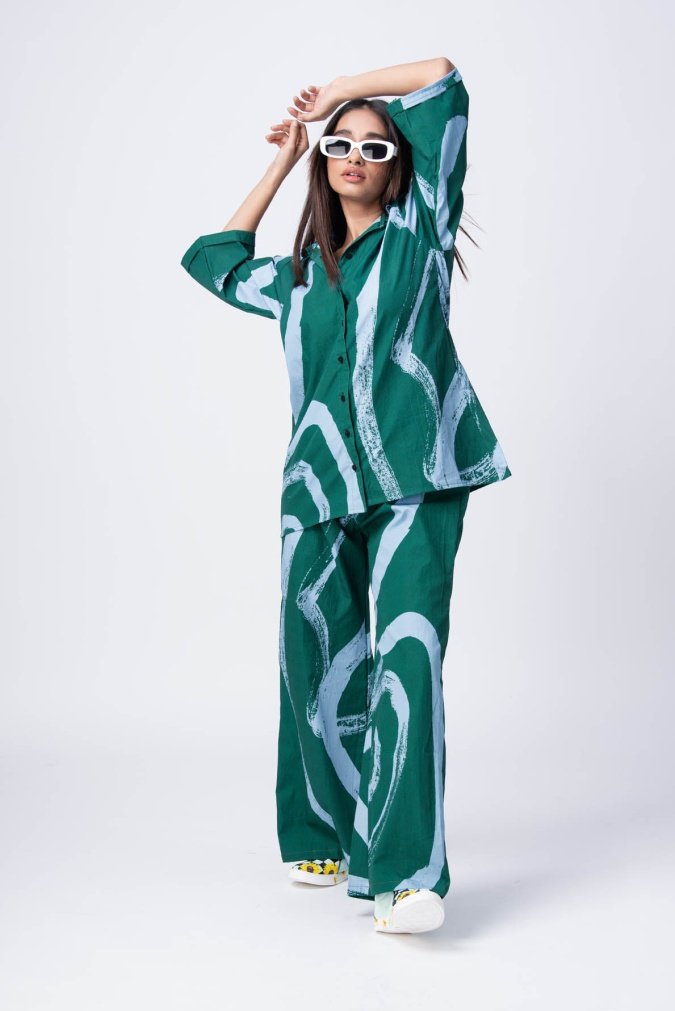 RADHA RAMAN- Teal Green Co-Ord Set