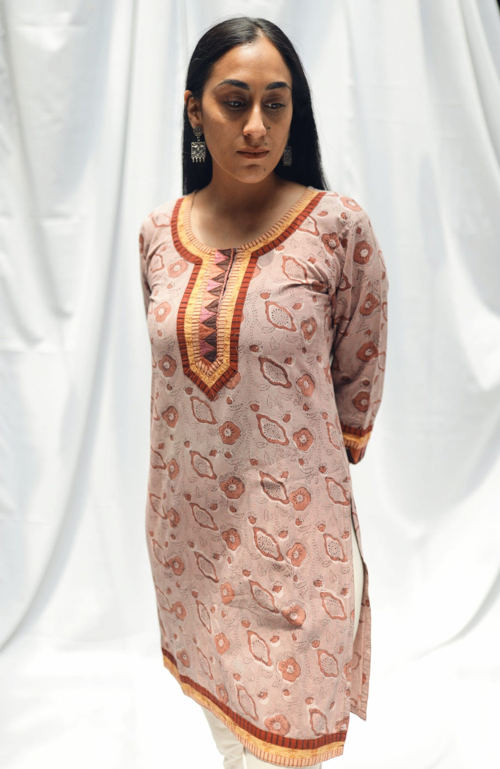 SHEHNAAI- Beige Printed Kurta