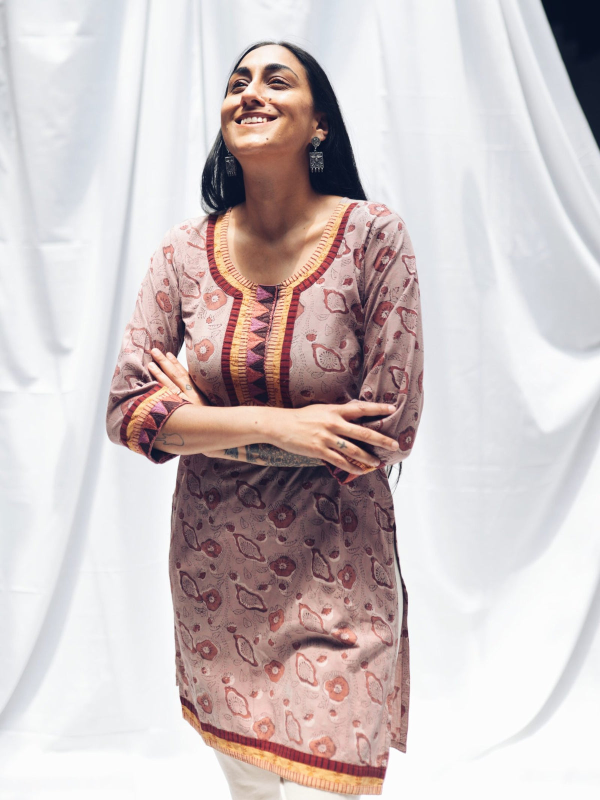 SHEHNAAI- Beige Printed Kurta