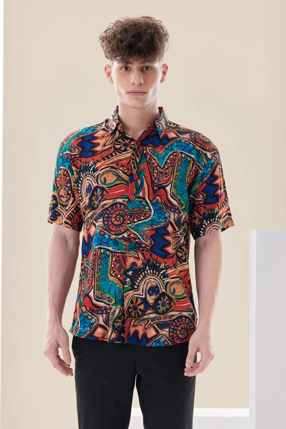 Abstract Print Half Sleeved Shirt