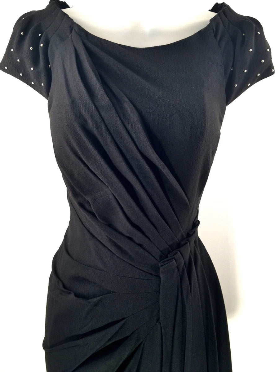 KAREN MILLEN - Black Crepe Studded Draped Dress