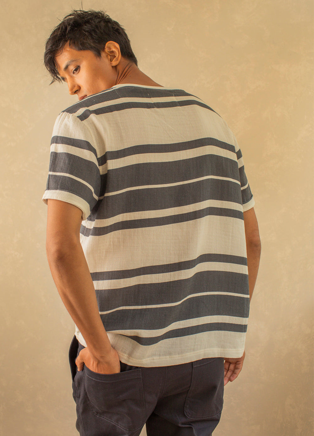 NO NASTIES - Shadow Stripe Muslin Tee - S