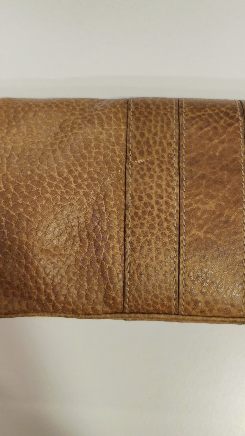 GUCCI- Lucy Brown Leather Bamboo Foldover Clutch Bag