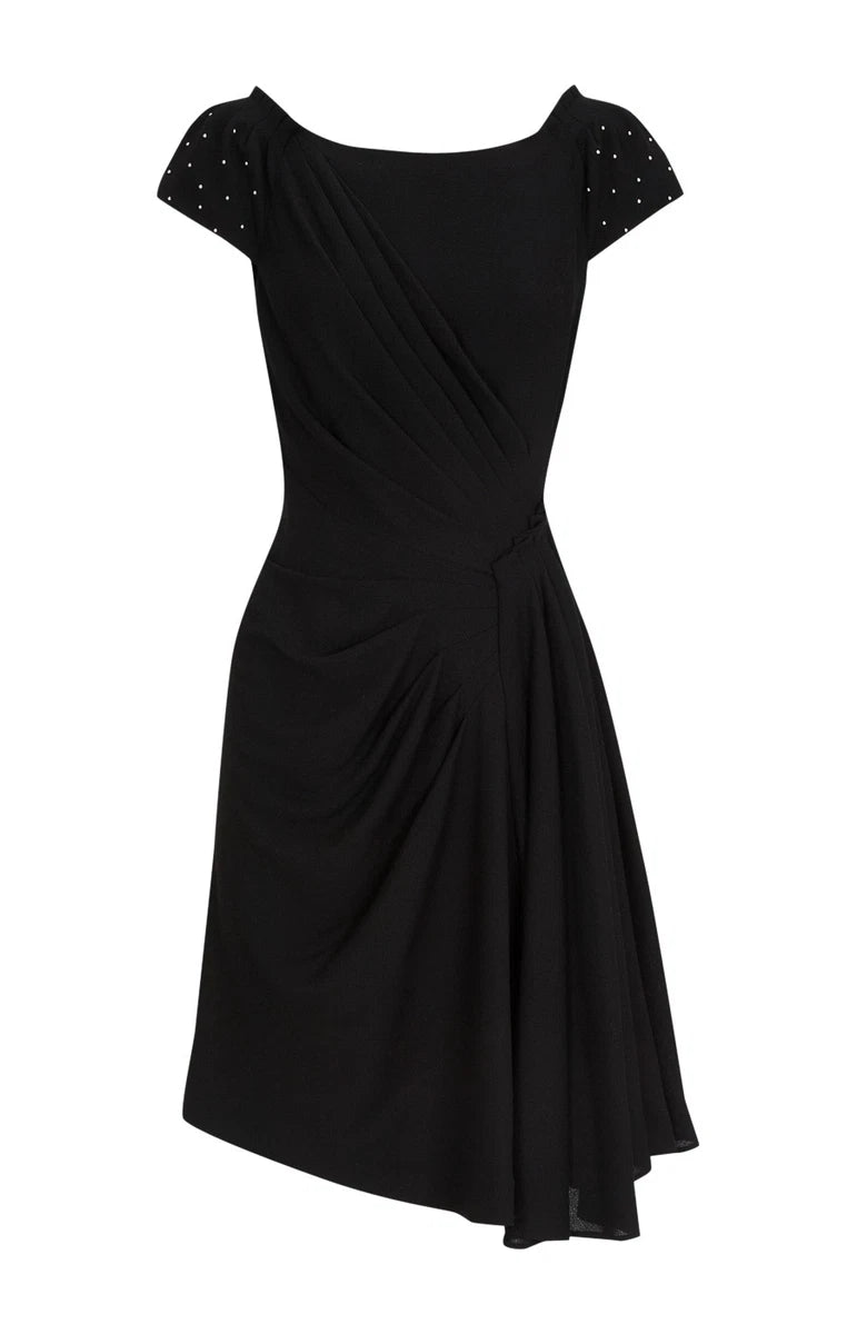 KAREN MILLEN - Black Crepe Studded Draped Dress