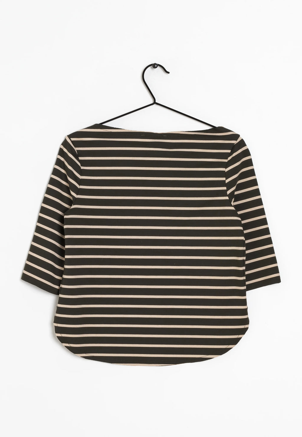MANGO - Dark Olive and Beige Striped Top