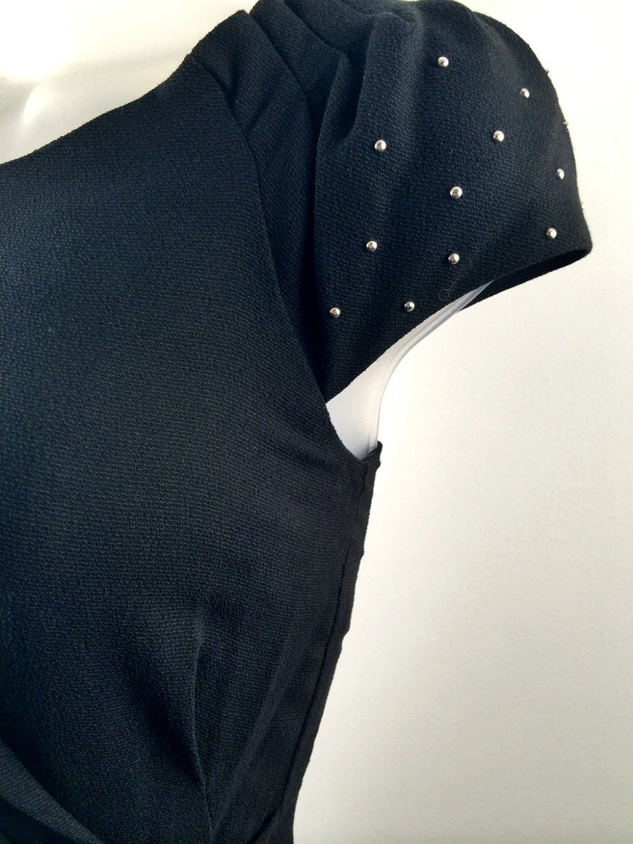 KAREN MILLEN - Black Crepe Studded Draped Dress