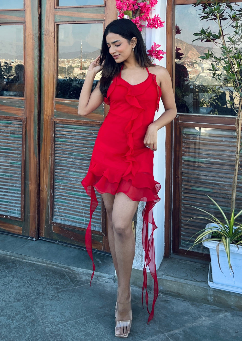 SHUBH SHREE STUDIOS - Red Fiesta Frill Dress