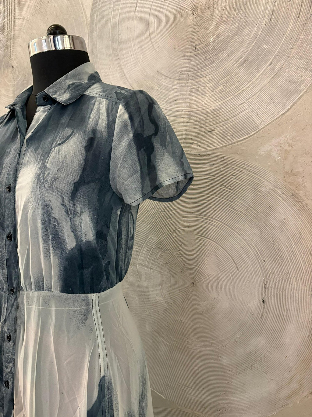 Grey and Off-white Semi Sheer Printed Maxi Dress