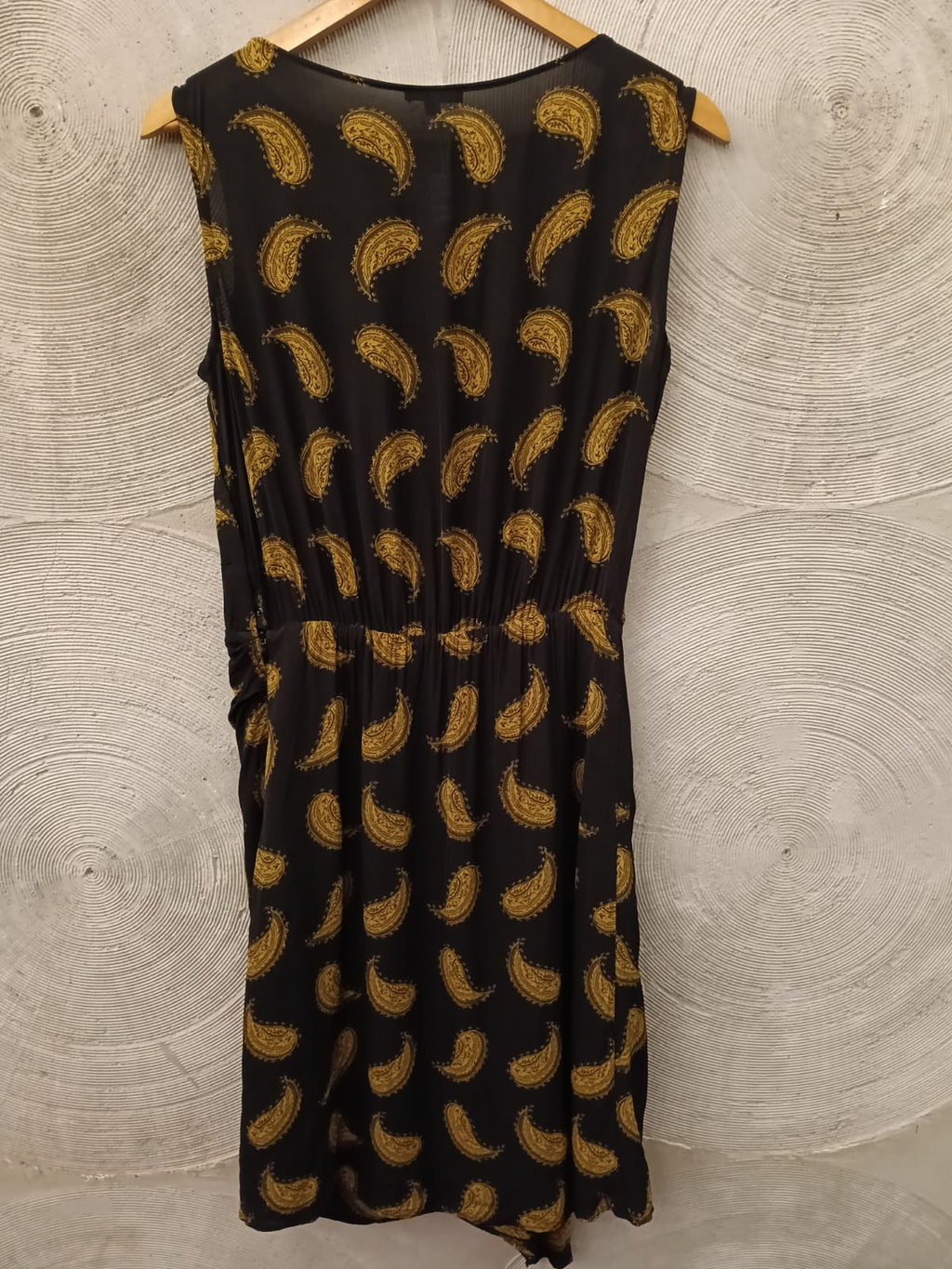 MASSIMO DUTTI - Black and Brown Paisley Print Sleeveless Midi Dress