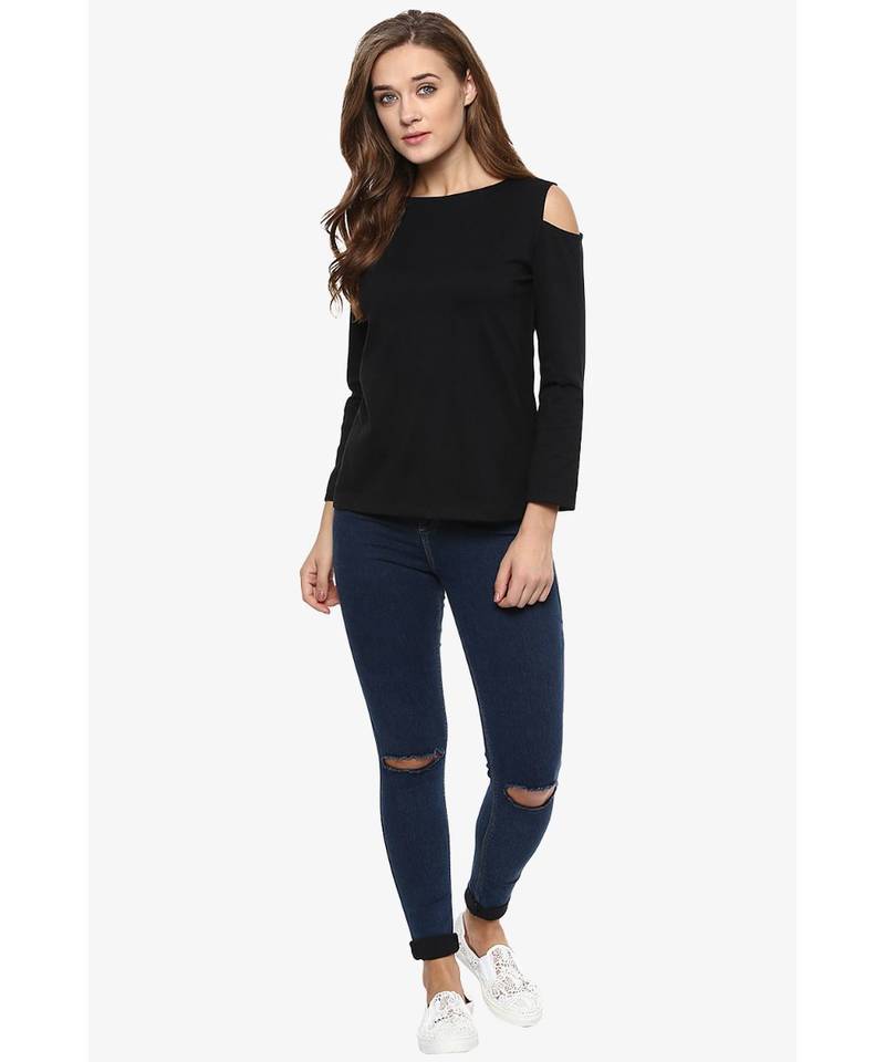 MISS CHASE - Black Cold Shoulder Top