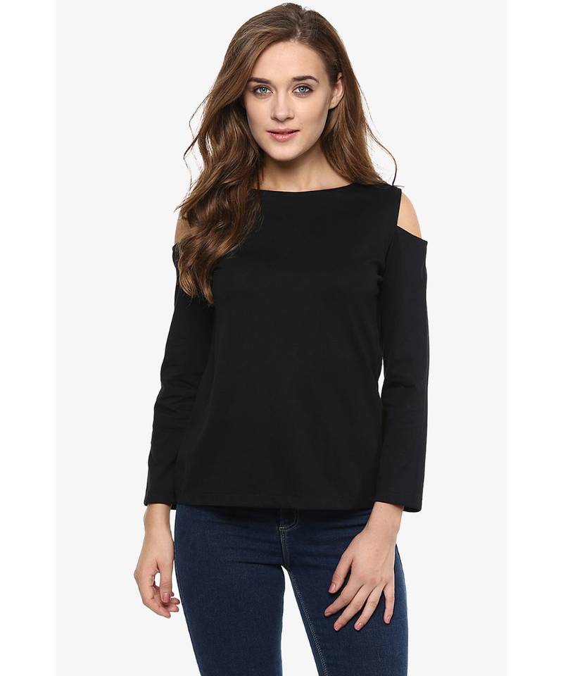 MISS CHASE - Black Cold Shoulder Top