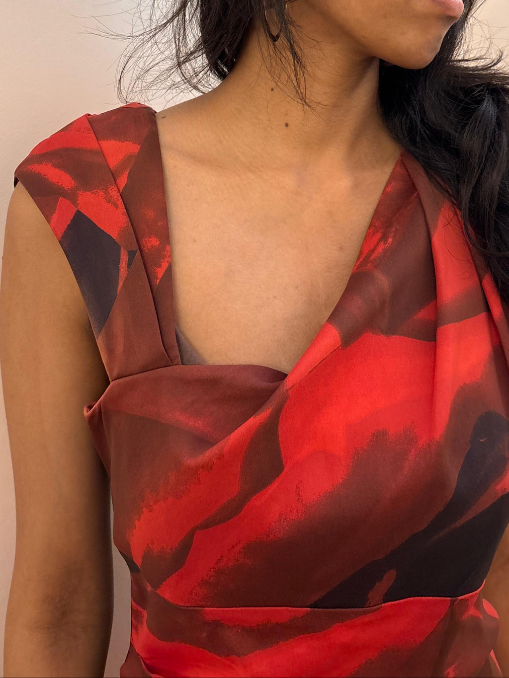 KAREN MILLEN - Red Asymmetrical Abstract Dress