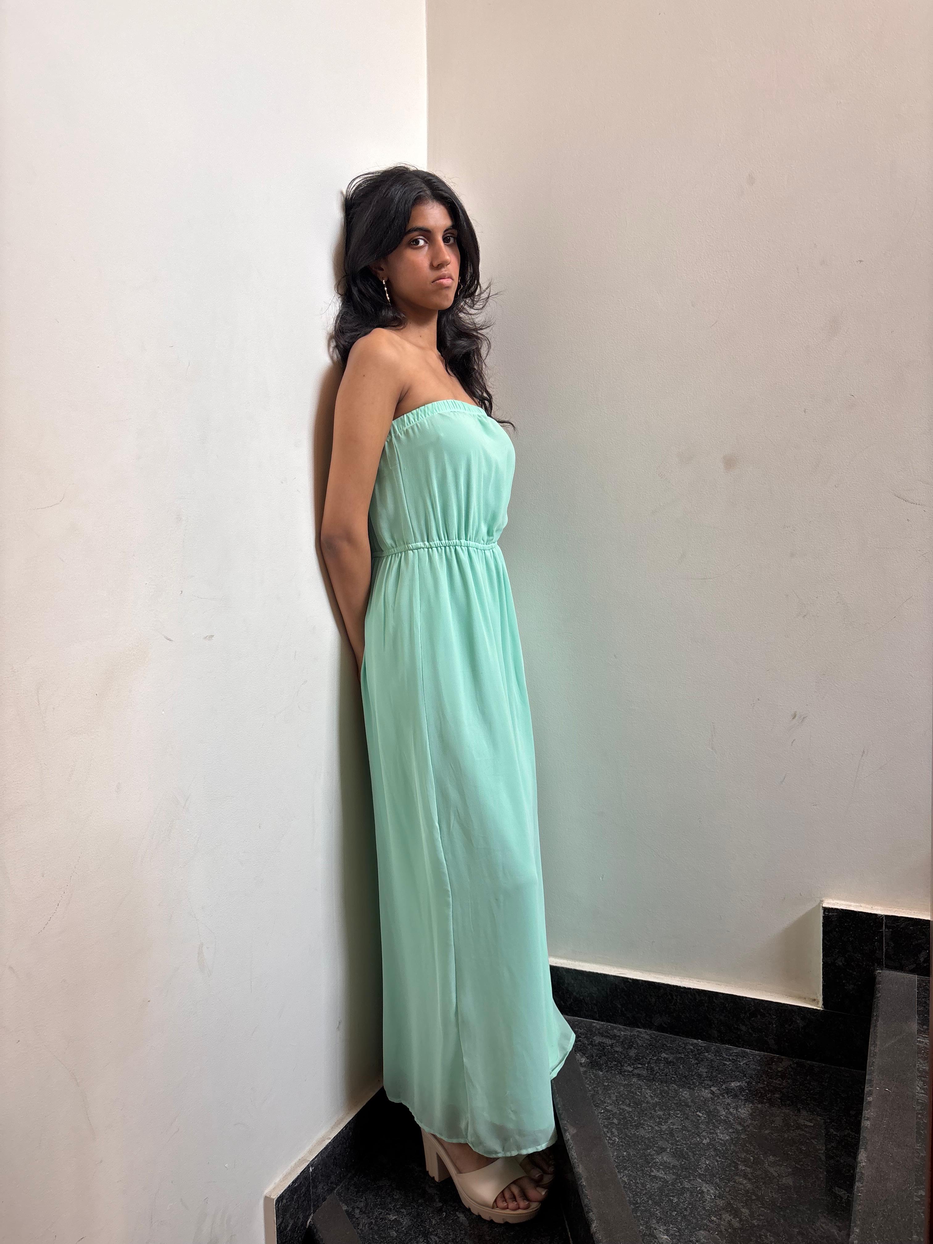 FOREVER 21 - Sea Green Strapless Dress