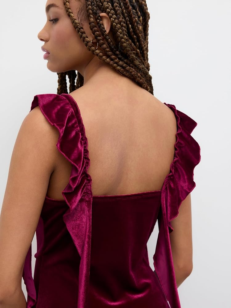 CIDER - Red Maxi Ruffle Dress
