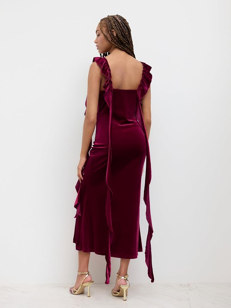 CIDER - Red Maxi Ruffle Dress