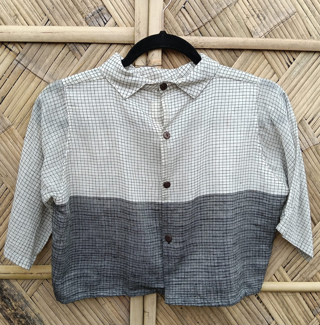 SIENNA - Black and White Checked Crop Shirt