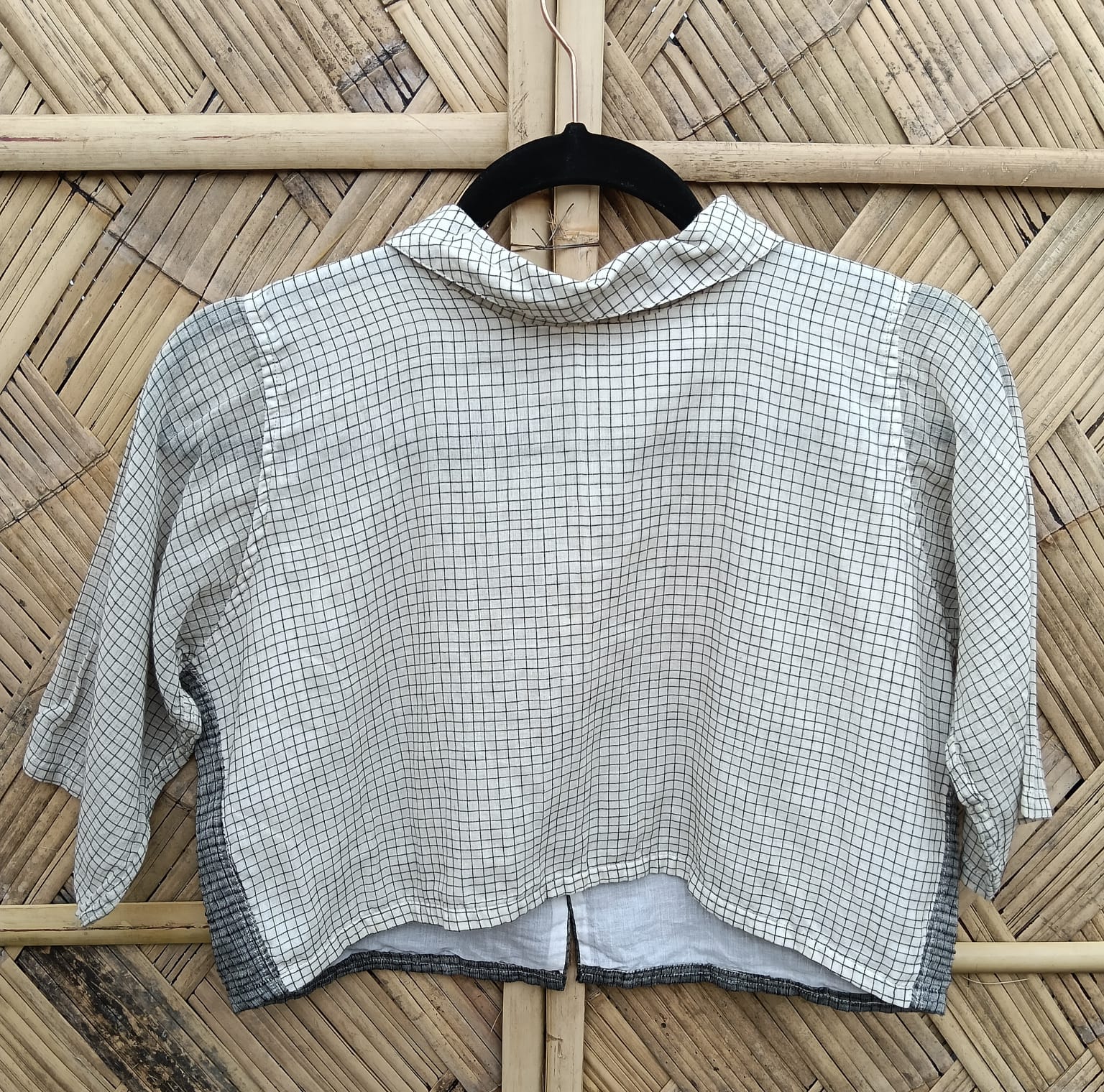 SIENNA - Black and White Checked Crop Shirt