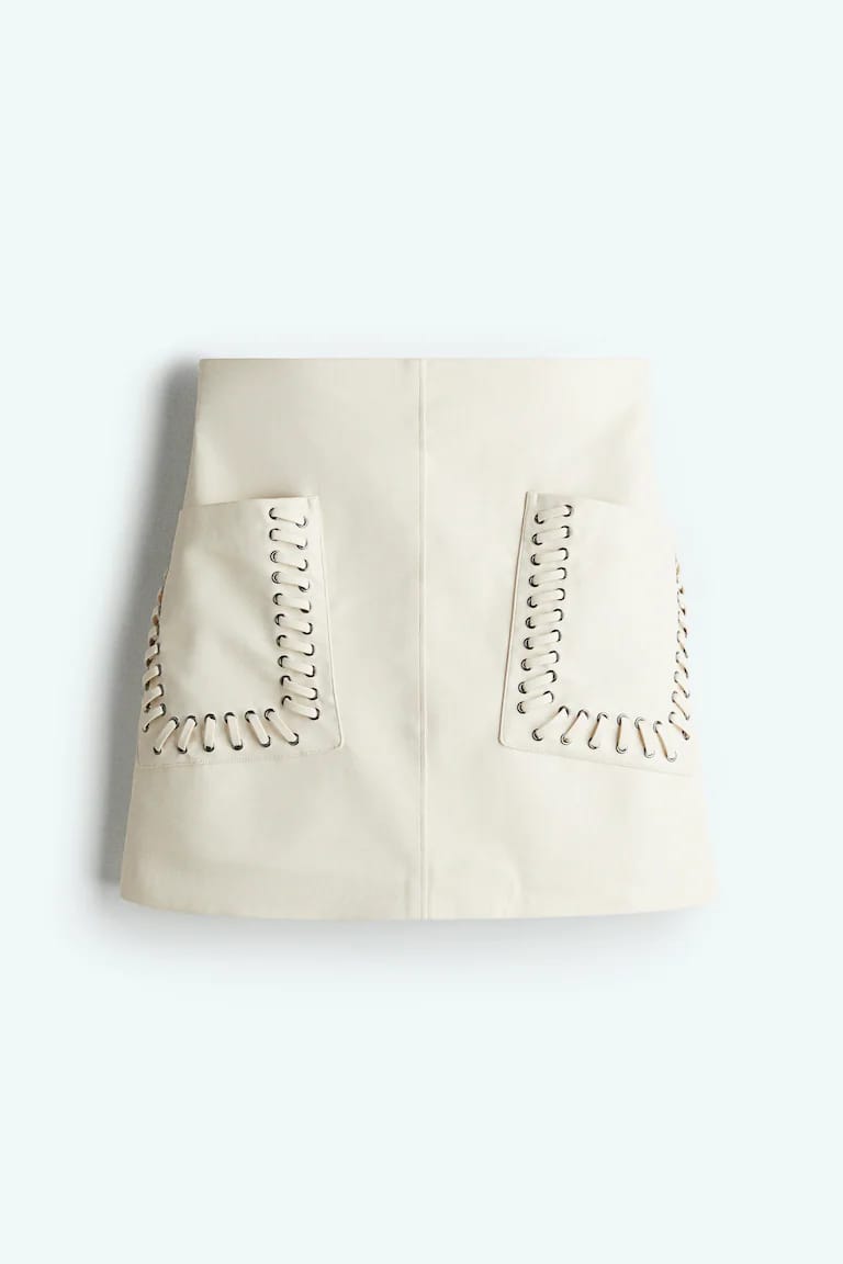 H&M - White Faux Leather Mini Skirt