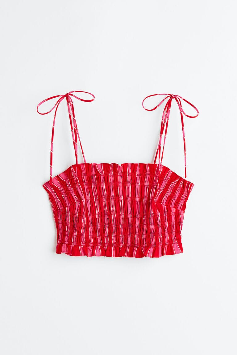 H&M- Pink and Red Striped Crop Top