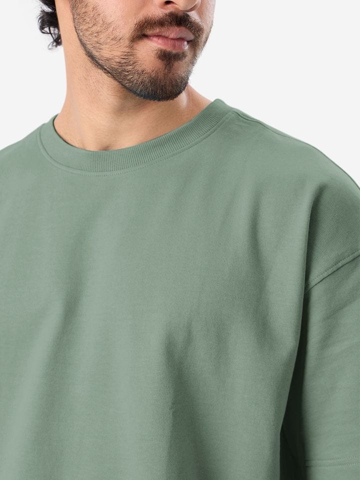 Green Half Sleeves Basic T-shirt