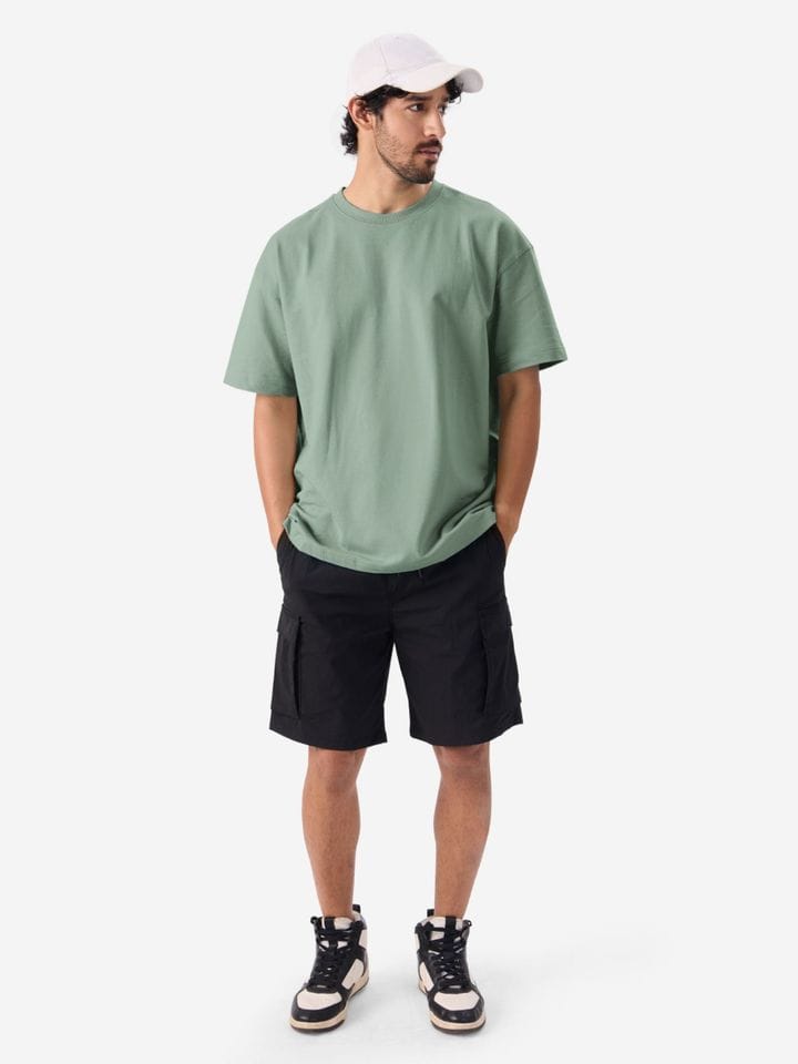 Green Half Sleeves Basic T-shirt