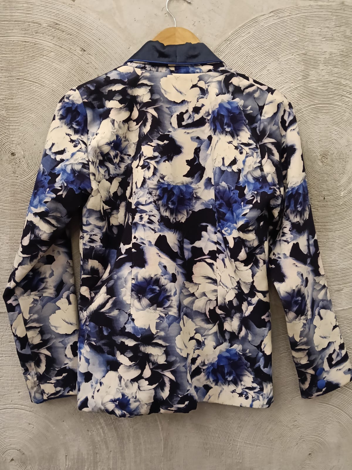 Blue and White Floral Print Blazer