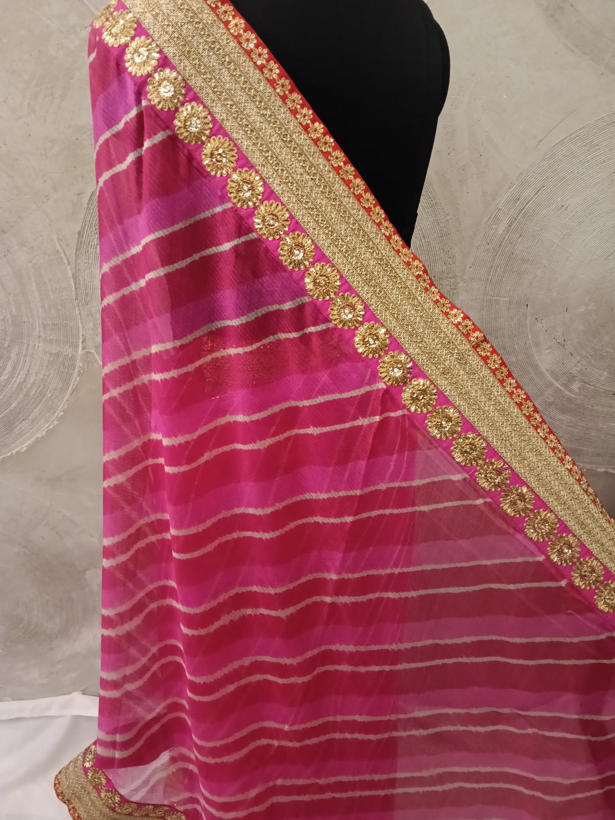 Fuchsia Pink Kota Sari with Zari Border