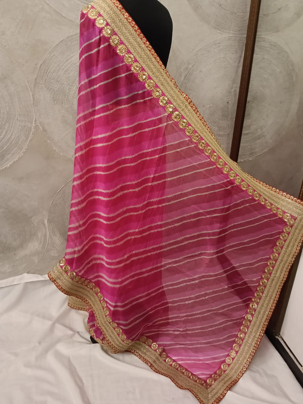 Fuchsia Pink Kota Sari with Zari Border