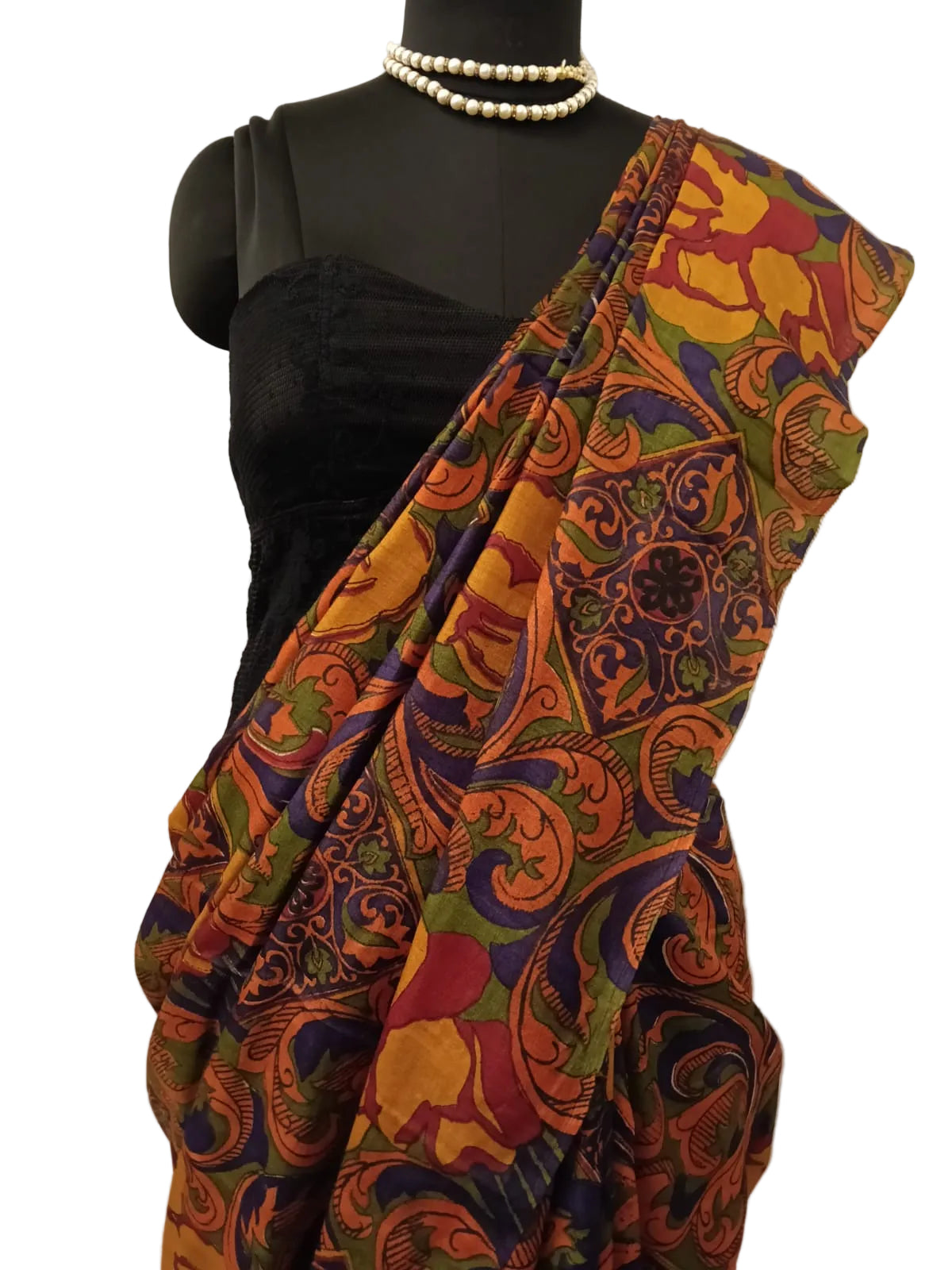 Multicolored Printed Tussar Silk Sari