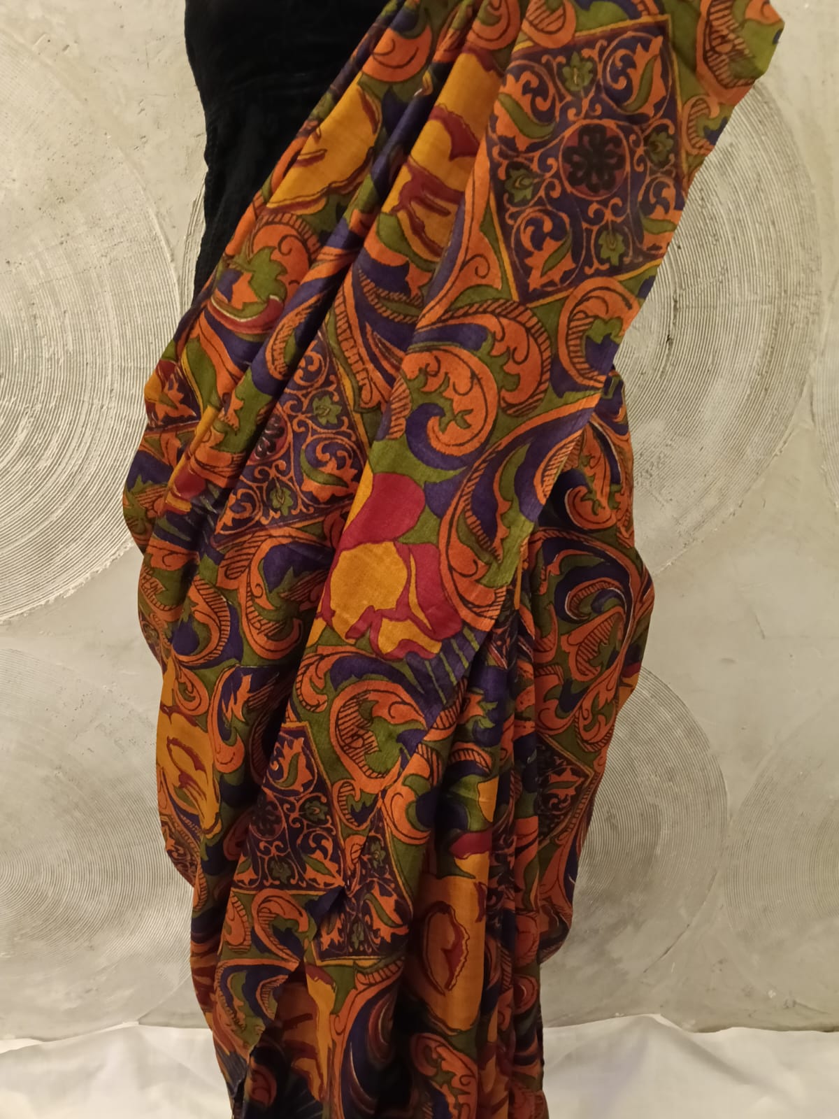Multicolored Printed Tussar Silk Sari