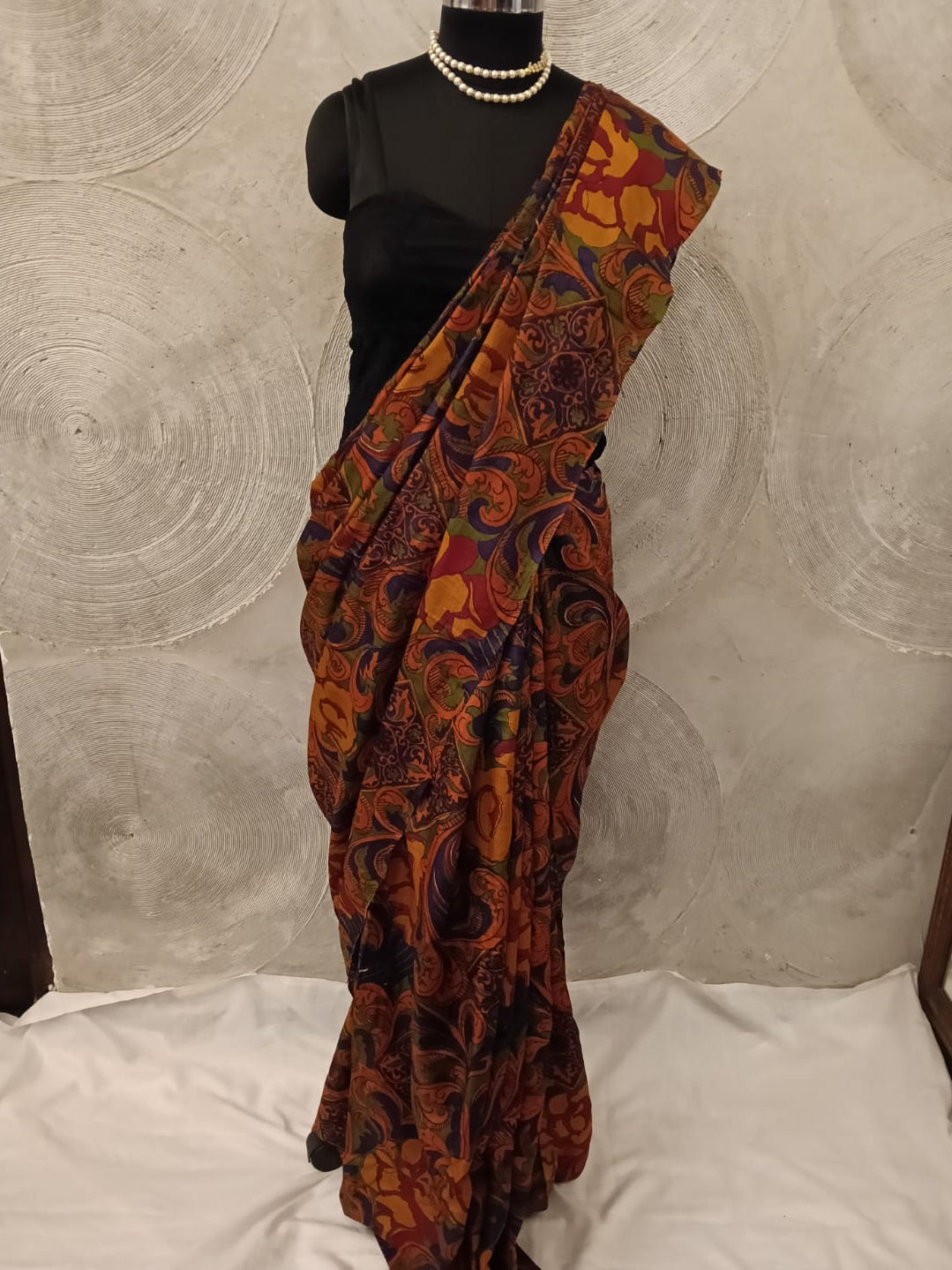 Multicolored Printed Tussar Silk Sari
