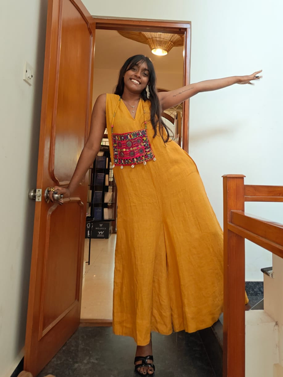 SAFED - Yellow Linen Jumpsuit