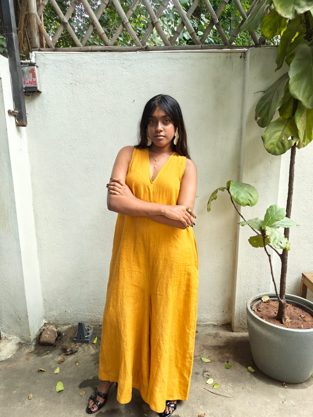 SAFED - Yellow Linen Jumpsuit