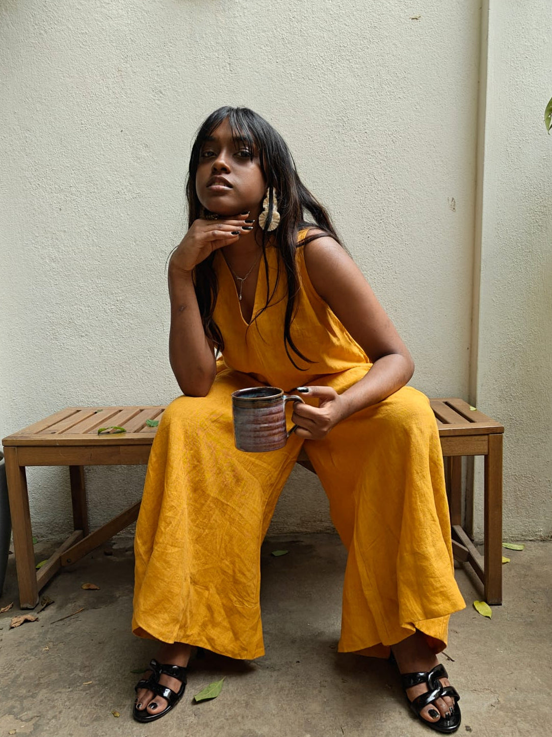 SAFED - Yellow Linen Jumpsuit