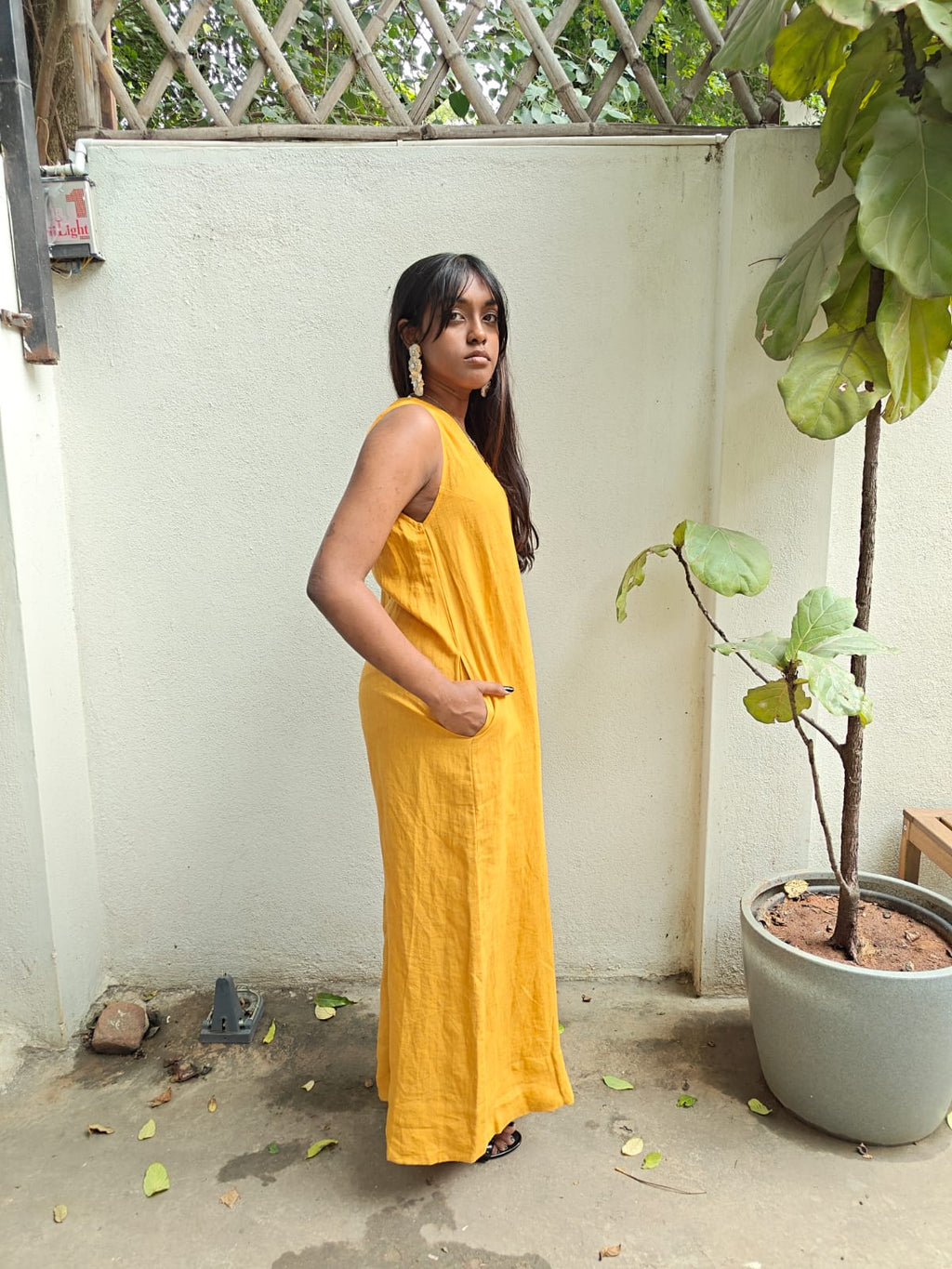 SAFED - Yellow Linen Jumpsuit