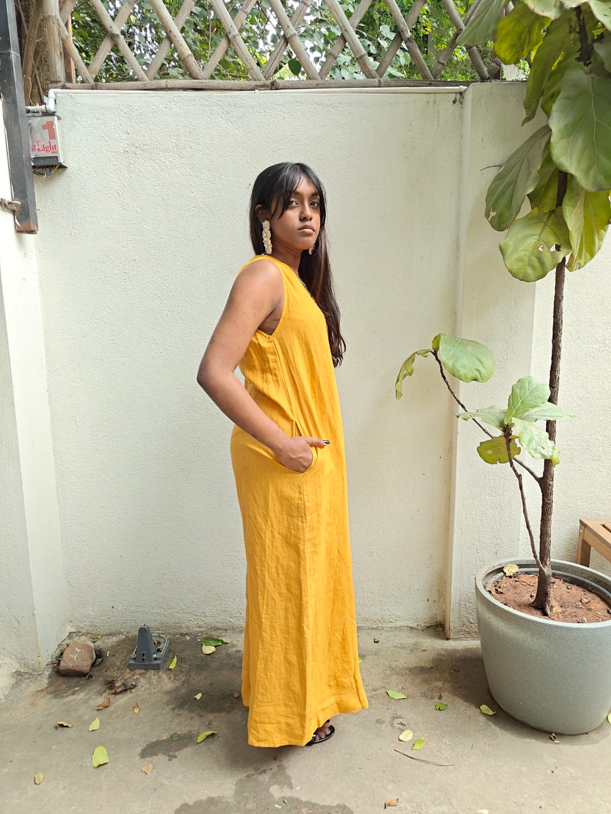 SAFED - Yellow Linen Jumpsuit