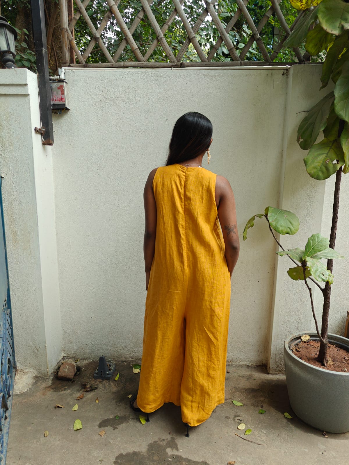 SAFED - Yellow Linen Jumpsuit