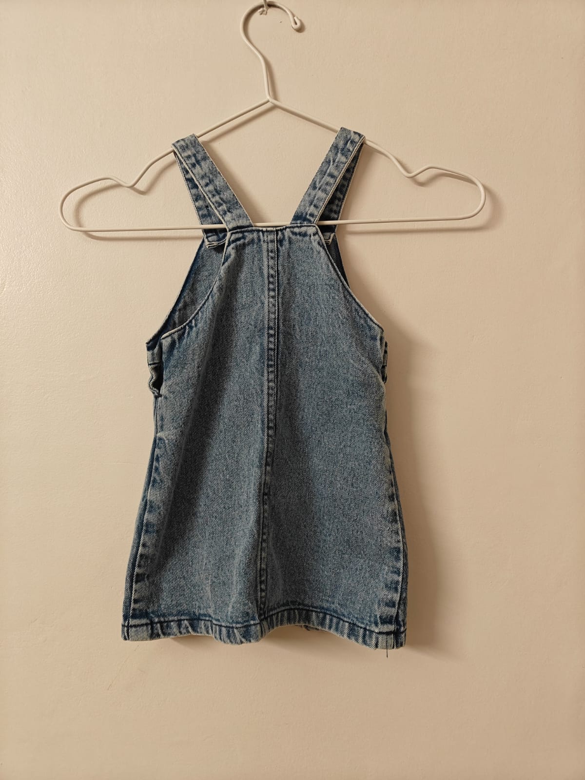 Embroidered Denim Overalls Dress