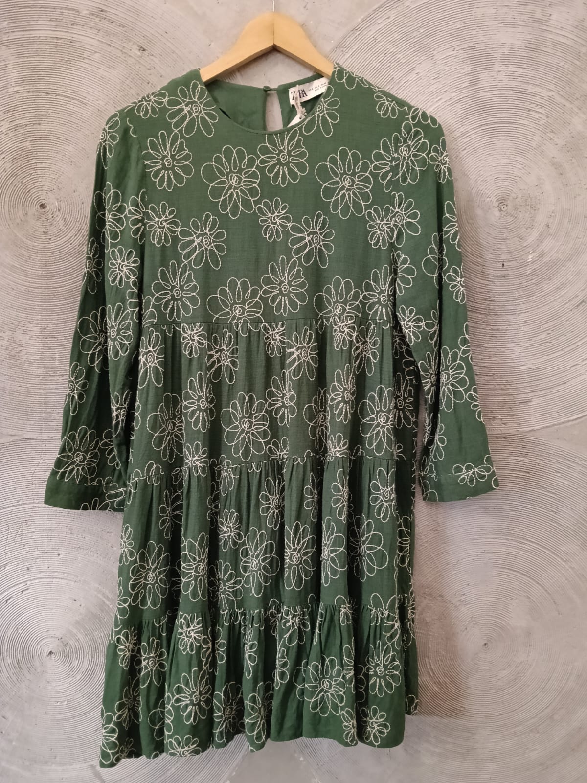 ZARA - Green Floral Embroidered Dress